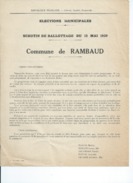 ELECTIONS TRACT  HAUTES ALPES RAMBAUD 1929 - Documents Historiques