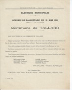 ELECTIONS TRACT  HAUTES ALPES TALLARD 1929 - Documents Historiques