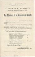 ELECTIONS TRACT  HAUTES ALPES ROMETTE 1904 - Historical Documents