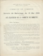 ELECTIONS TRACT  HAUTES ALPES ROMETTE 1908 - Documentos Históricos