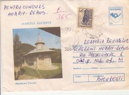 58655- VORONET MONASTERY, ARCHITECTURE, REGISTERED COVER STATIONERY, 1993, ROMANIA - Abbeys & Monasteries