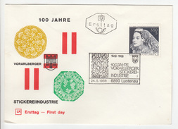 Austria, 100 Years Of Voralberg Lace Embroidery Industry (Vorarlberger Stickereiindustrie) 1968 FDC B170330 - Textile