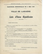 ELECTIONS TRACT  HAUTES ALPES LARAGNE 1929 - Historische Dokumente