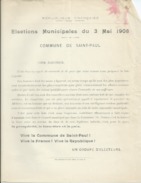 ELECTIONS TRACT  HAUTES ALPES SAINT PAUL 1908 - Documents Historiques