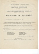 ELECTIONS TRACT  HAUTES ALPES TALLARD 1929 - Historische Documenten