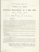 ELECTIONS TRACT  HAUTES ALPES ROSANS 1908 - Historische Dokumente