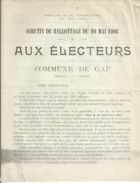 ELECTIONS TRACT  HAUTES ALPES GAP 1908 - Documentos Históricos