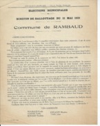 ELECTIONS TRACT  HAUTES ALPES RAMBAUD 1929 - Documentos Históricos