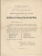 ELECTIONS TRACT  HAUTES ALPES SAINT JEAN SAINT NICOLAS 1904 - Documents Historiques