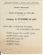 ELECTIONS TRACT  HAUTES ALPES SAINT ETIENNE LE LAUS 1929 - Historische Documenten