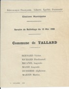 ELECTIONS TRACT  HAUTES ALPES TALLARD 1929 - Historical Documents