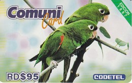 TARJETA DE REP. DOMINICANA DE 95$ DE UNOS LOROS EDICION 1997 (LORO-PARROT) CODETEL - Parrots