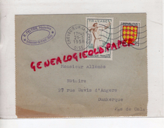 60 - CREVECOEUR LE GRAND- ENVELOPPE AVEC LETTRE  RAOUL PELTIER NOTAIRE - 1958- ALLEMES NOTAIRE DUNKERQUE-TIR ARC - 1950 - ...