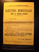 ELECTIONS AFFICHE  HAUTES ALPES ASPRES SUR BUECH 1929 - Manifesti