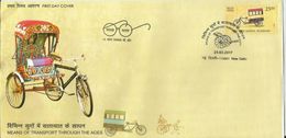 First Day Cover,Means Of Transport Through Ages, School Rickshaw, Hand Rickshaw Pictorial Cancellation India,2017 - Other (Earth)