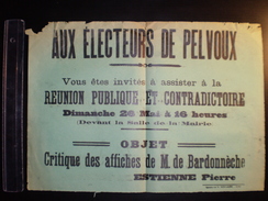 ELECTIONS AFFICHE  HAUTES ALPES PELVOUX 1900/1930 - Afiches