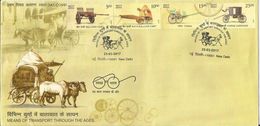 Se-tenant FDC,Means Of Transport Through Ages,Bullock Cart, Tonga,Horse Carriage, Rath,Pictorial Cancellation India,2017 - Other (Earth)