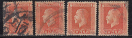 1s X 4 Used, Shades & Perferation Varities, KGV Series, 1915 Onwards, New Zealand - Oblitérés