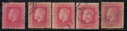6d X 5 Used, Shades & Perferation Varities, KGV Series, 1915 Onwards, New Zealand - Used Stamps