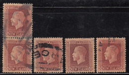 8d X 5 Used, Shades & Perferation Varities, KGV Series, 1915 Onwards, New Zealand - Oblitérés