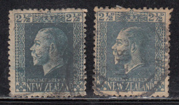 2½d X 2 Used, Shades & Perferation Varities, KGV Series, 1915 Onwards, New Zealand - Used Stamps