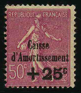 FRANCE - YT 254a * - CAISSE D'AMORTISSEMENT - Sans Point Sur Le I D'amortissement - TIMBRE NEUF * - 1927-31 Caisse D'Amortissement