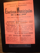 ELECTIONS AFFICHE  HAUTES ALPES VALSERRES 1908 - Posters