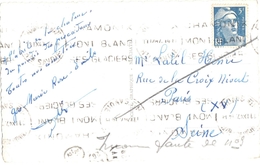 3839 CHAMONIX Haute Savoie Carte Postale En Rebut Inconnu Gandon 5 F Bleu Yv 719 B Ob 11 9 1947 - Lettres & Documents