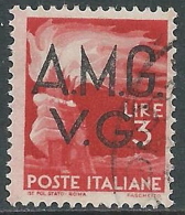 1945-47 TRIESTE AMG VG USATO DEMOCRATICA 3 LIRE - L36 - Gebraucht