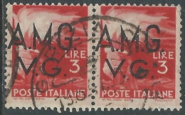 1945-47 TRIESTE AMG VG USATO DEMOCRATICA 3 LIRE COPPIA - L40 - Usati