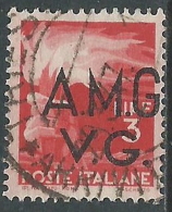 1945-47 TRIESTE AMG VG USATO DEMOCRATICA 3 LIRE VARIETà SOPRASTAMPA - L39 - Usati