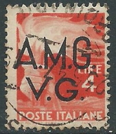 1945-47 TRIESTE AMG VG USATO DEMOCRATICA 4 LIRE - L11 - Afgestempeld