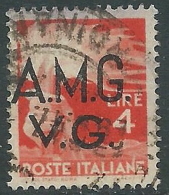 1945-47 TRIESTE AMG VG USATO DEMOCRATICA 4 LIRE - L13 - Oblitérés