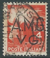 1945-47 TRIESTE AMG VG USATO DEMOCRATICA 4 LIRE - L14 - Afgestempeld