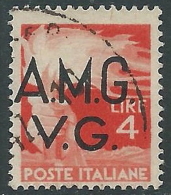 1945-47 TRIESTE AMG VG USATO DEMOCRATICA 4 LIRE - L17 - Afgestempeld