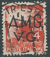 1945-47 TRIESTE AMG VG USATO DEMOCRATICA 4 LIRE - L25 - Usati