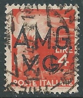 1945-47 TRIESTE AMG VG USATO DEMOCRATICA 4 LIRE - L33 - Afgestempeld