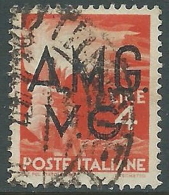 1945-47 TRIESTE AMG VG USATO DEMOCRATICA 4 LIRE VARIETà LETTERA M - L41 - Usati