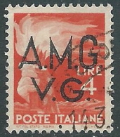 1945-47 TRIESTE AMG VG USATO DEMOCRATICA 4 LIRE VARIETà PUNTO IN BASSO - L26 - Gebraucht