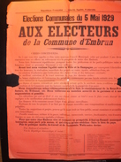 ELECTIONS AFFICHE  HAUTES ALPES EMBRUN 1929 - Manifesti