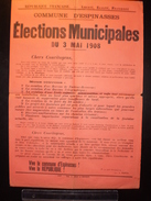 ELECTIONS AFFICHE  HAUTES ALPES ESPIN ASSES 1908 - Afiches