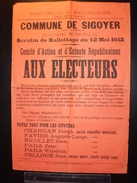 ELECTIONS AFFICHE  HAUTES ALPES SIGOYER 1912 - Manifesti