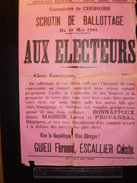 ELECTIONS AFFICHE  HAUTES ALPES CHORGES 1908 - Plakate