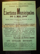 ELECTIONS AFFICHE  HAUTES ALPES VALSERRES 1908 - Manifesti