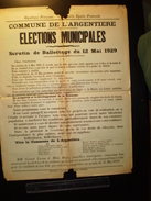 ELECTIONS AFFICHE  HAUTES ALPES ARGENTIERE 1929 - Manifesti