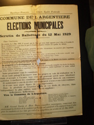 ELECTIONS AFFICHE  HAUTES ALPES ARGENTIERE 1929 - Affiches