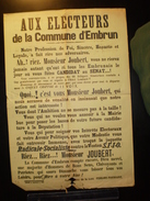 ELECTIONS AFFICHE  HAUTES ALPES EMBRUN 1900/1930 - Affiches