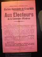 ELECTIONS AFFICHE  HAUTES ALPES EMBRUN 1929 - Affiches