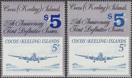 Cocos 1990 Y&T 227 Mi 236 Scott 236. Surcharge Locale Complète & Bleu Défectueux. Timbre Sur Timbre, Avion. Cote 150 &eu - Cocos (Keeling) Islands