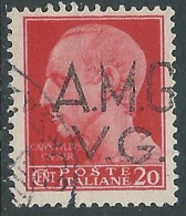 1945-47 TRIESTE AMG VG USATO IMPERIALE 20 CENT RUOTA VARIETà SOPRASTAMPA - L6 - Usados